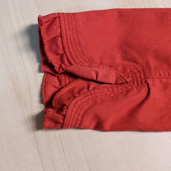 SHE Red Ruffle Tencel/Cotton Blend Open Jacket - Picture 8 of 9